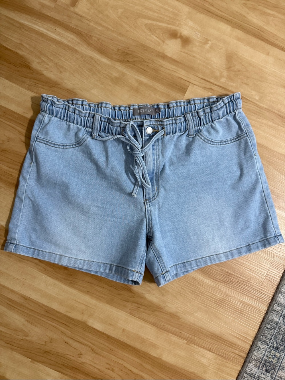 Just USA Light Wash Denim Drawstring Shorts